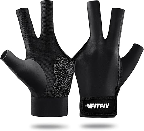 Miniatura 8 de Guante de Billar para Mano Izquierda de 3 Dedos, Costura Doble Duradera, Guante Deportivo de Billar Ajustable de Tallas Populares para Hombres y