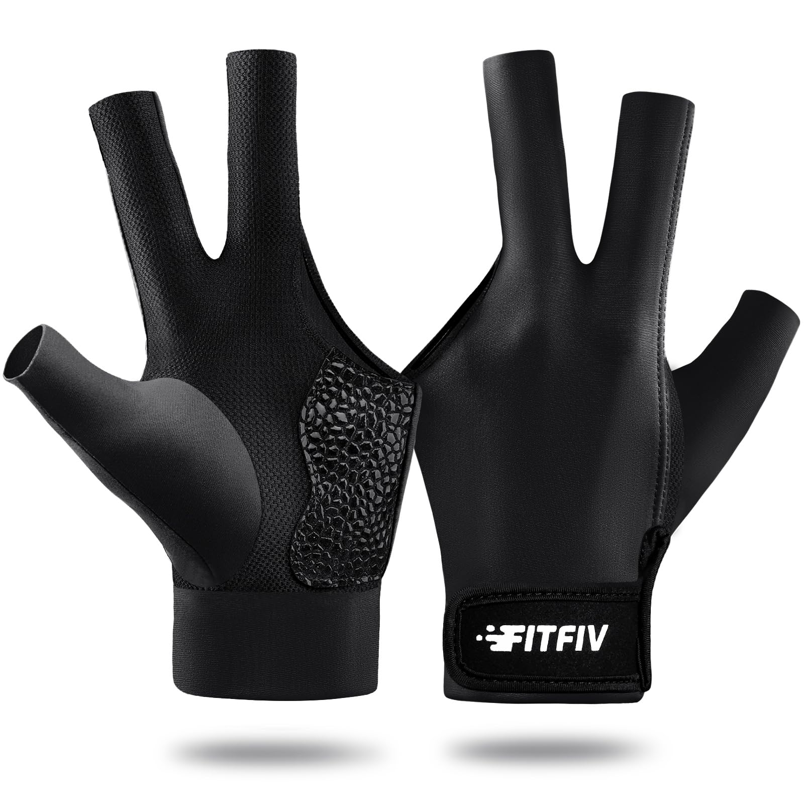 Billiard Pool Glove for Left Hand 3 Finger, Durable Double Stitching, Snooker Cue Sport Glove Adjustable Popular Sizes for Men & Women