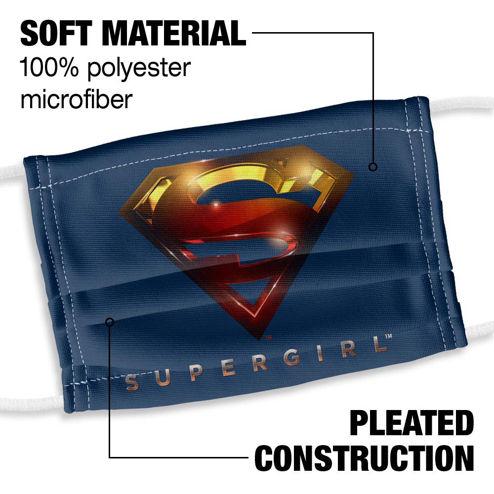 Supergirl: TV Series Kids Logo Glare 3D 1-Ply Reusable Face Mask Covering with Adjustable Nose Wire