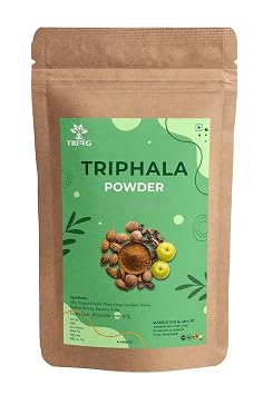 Triphala Fine Powder, Ayurvedic Digestive Support Supplement, Vegan, Natural Herbal Flavor (100g)