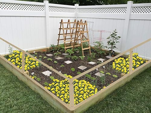 Miniatura 6 de SUNCROWN Valla de madera para cama de jardín al aire libre marco de maceta para verduras frutas hierbas paquete de 4 447 x 236 pulgadas