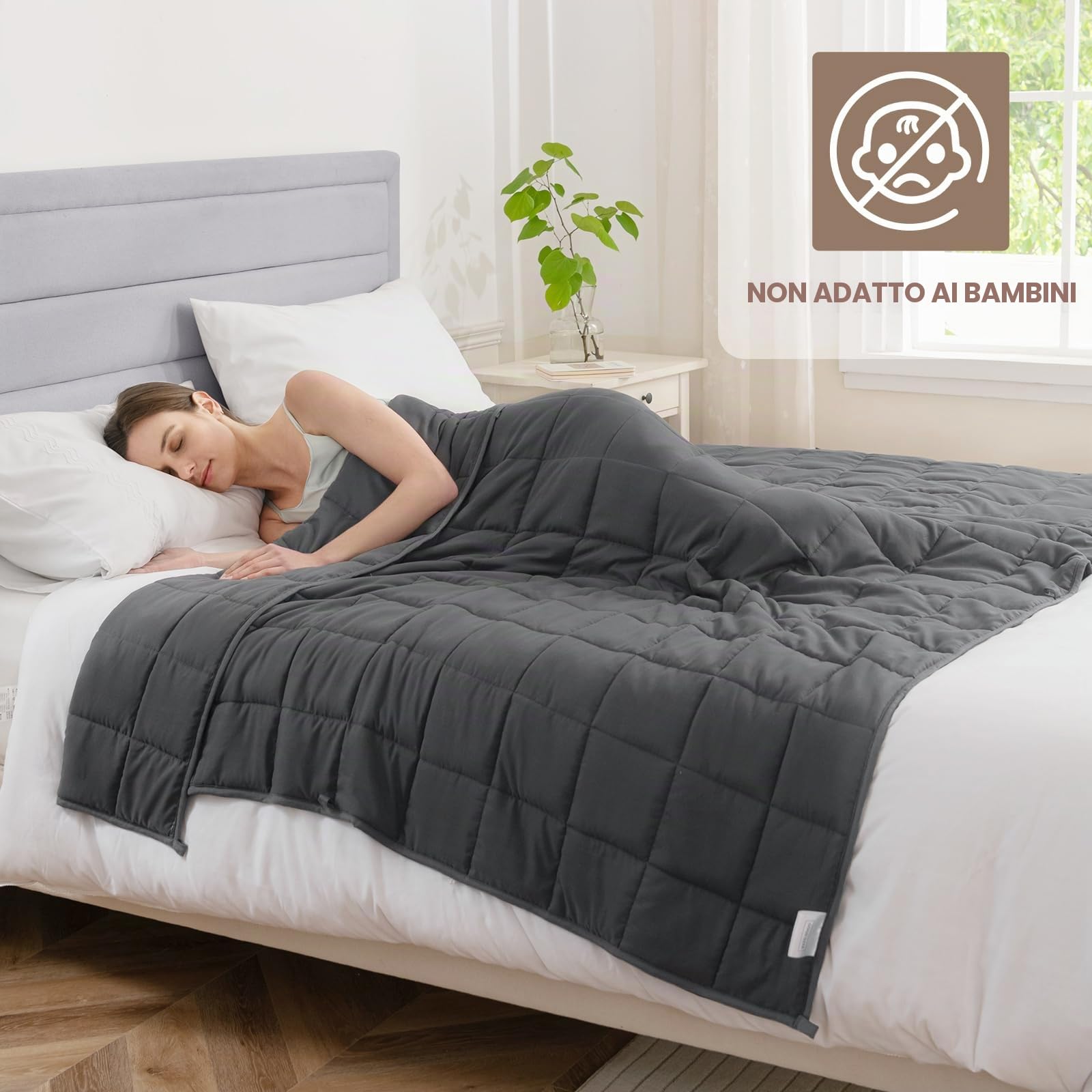 Good Nite Coperta pesante, coperta terapeutica per adulti e bambini, coperta relax grigia, anti-stress per e per il relax, peso bianco (grigio, 150 x 200 cm, 8 kg)