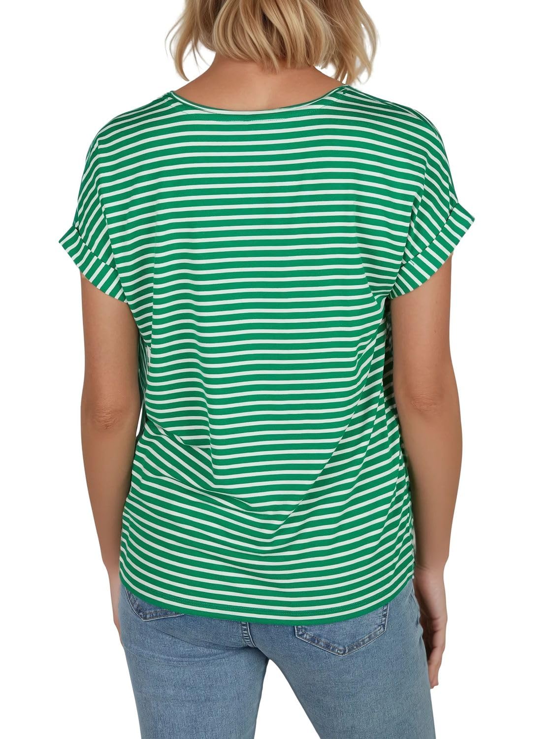 Only Moster Lot de 2 t-shirts à col rond et manches courtes pour femme Coupe droite Rayures bleues Rose Vert Noir XS S M L XL XXL
