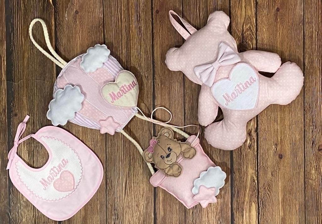 Fiocco Nascita Mongolfiera tema Orsetto - Coccarda Nascita - bimbo - bimba - con nome personalizzato - Fiocco Nascita Mongolfiera con Orsetto - Made in Italy - Handmade