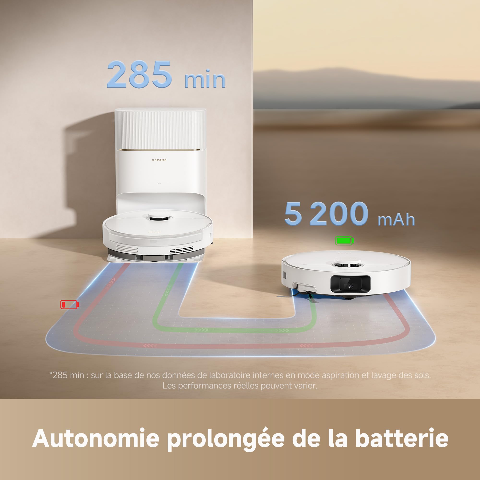 dreame D20 Pro Plus Robot Aspirateur 2-en-1, 13 000 Pa, Double Brosse, Auto-Vidage, Laser Navigation, Capteur Distance, Poils d’Animaux, Coins, Sols Durs & Tapis, Batterie 5200 mAh