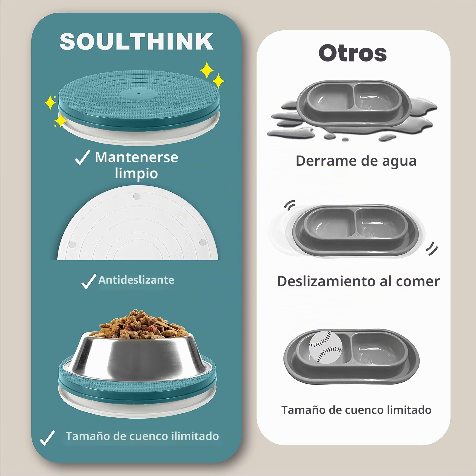 SoulThink® Bandeja a prueba de hormigas para gatos y perros – Nueva innovación antihormigas para mascotas, plato de comida para mascotas, sin productos químicos, no necesita agua, diferente de la