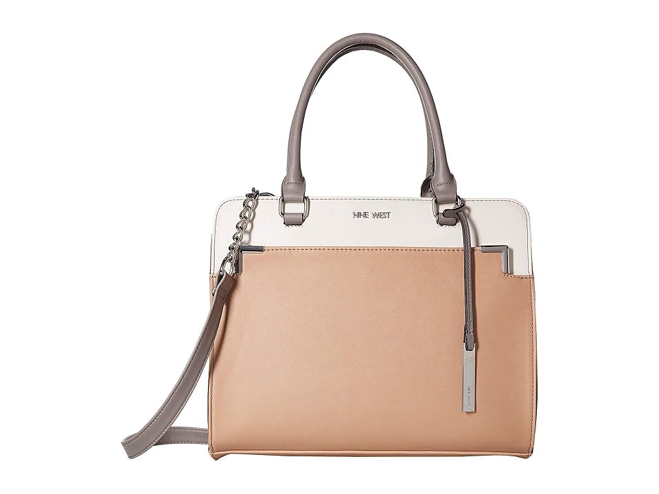 

Nine West Domenica Satchel (Barely Nude/White/Mist) Handbags, Khaki