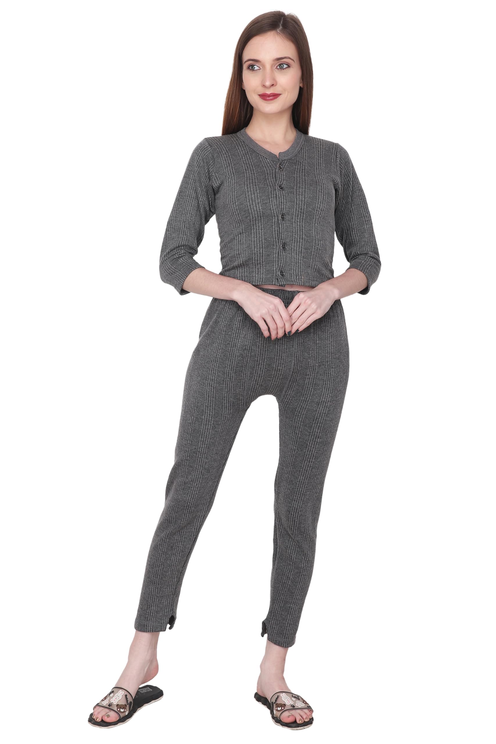 Premium Quilted Cotton Women's Thermal Top and Lower Set with 3/4th Sleeves, Warm Winter Innerwear for Comfort and Style-image-23