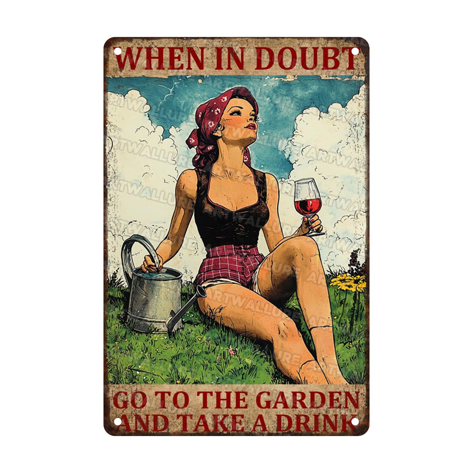 Anceky Vintage Sign When In Doubt Go To The Garden Metal Tin Sign Funny Wall Decor for Home Yard Garage Farmhouse Bar Kitchen 12×16 Inch