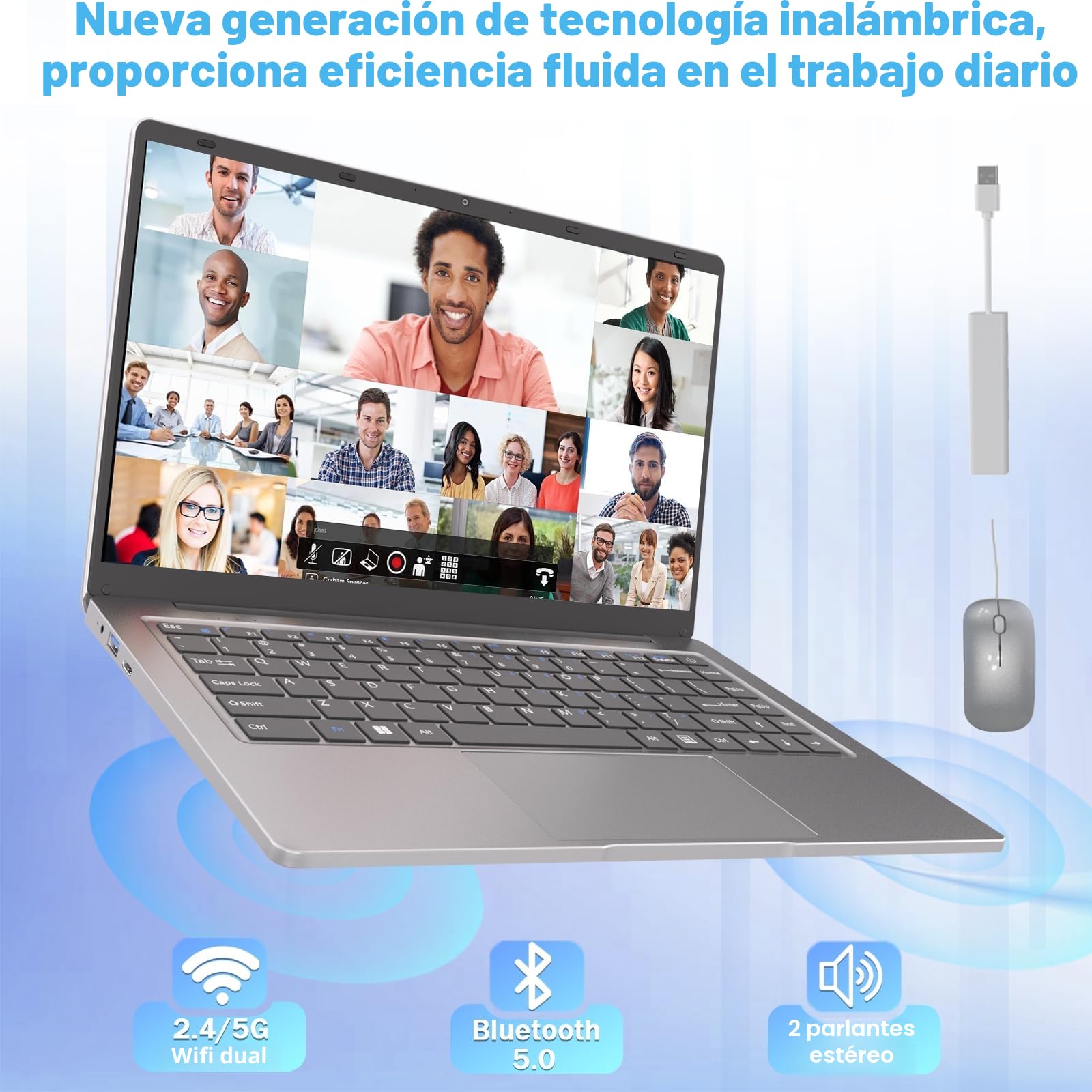 PINSTONE Laptop Celeron N4000 - Ordenador Portátil de 14 Pulgadas, 6 GB RAM 128 GB SSD, PC Portátil Compatible con 2,4 G/5 G WiFi, Bluetooth, Computer Portátil de Larga Duración de la Batería.