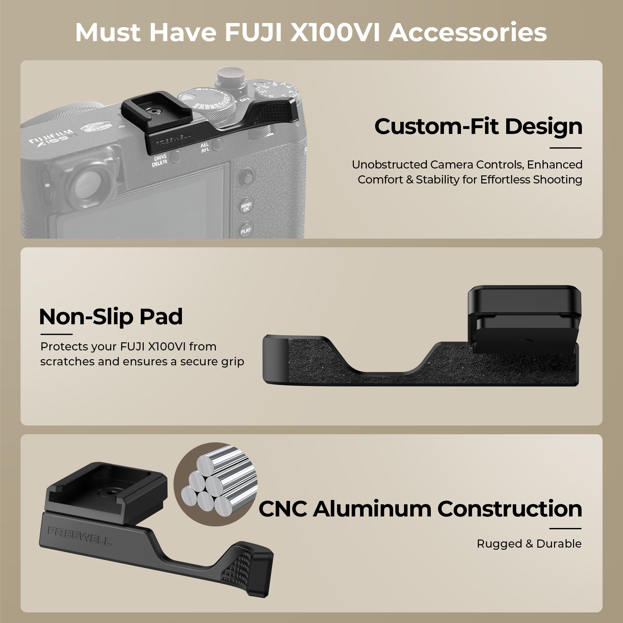 Amazon | Freewell サムグリップ Fuji X100VI用 コールドシュー 