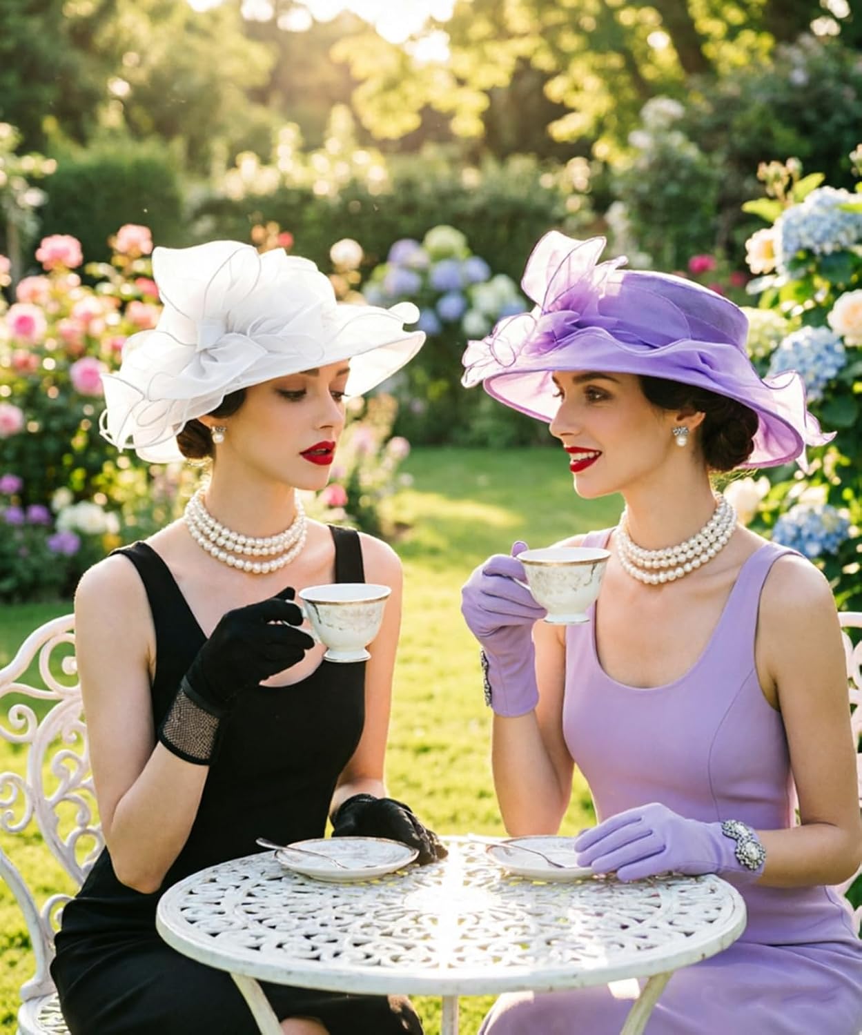 ORIDOOR Women's Organza Cloche Bowler Hat Derby Fascinator for Tea Party Bridal Wedding Hat