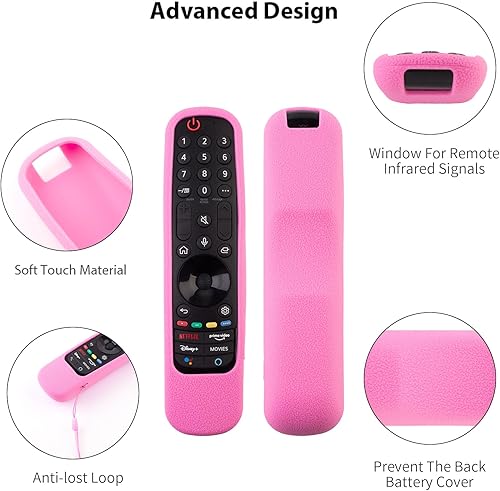 Miniatura 3 de Paquete de 2 fundas para control remoto LG Magic, funda protectora de silicona para control remoto LG Smart TV, LG MR212223, a prueba de golpes,