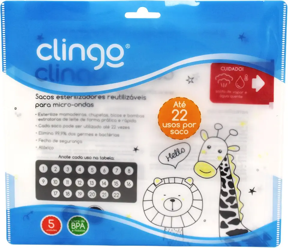 Saco Esterilizador Girafa E Leão, Clingo, Transparente