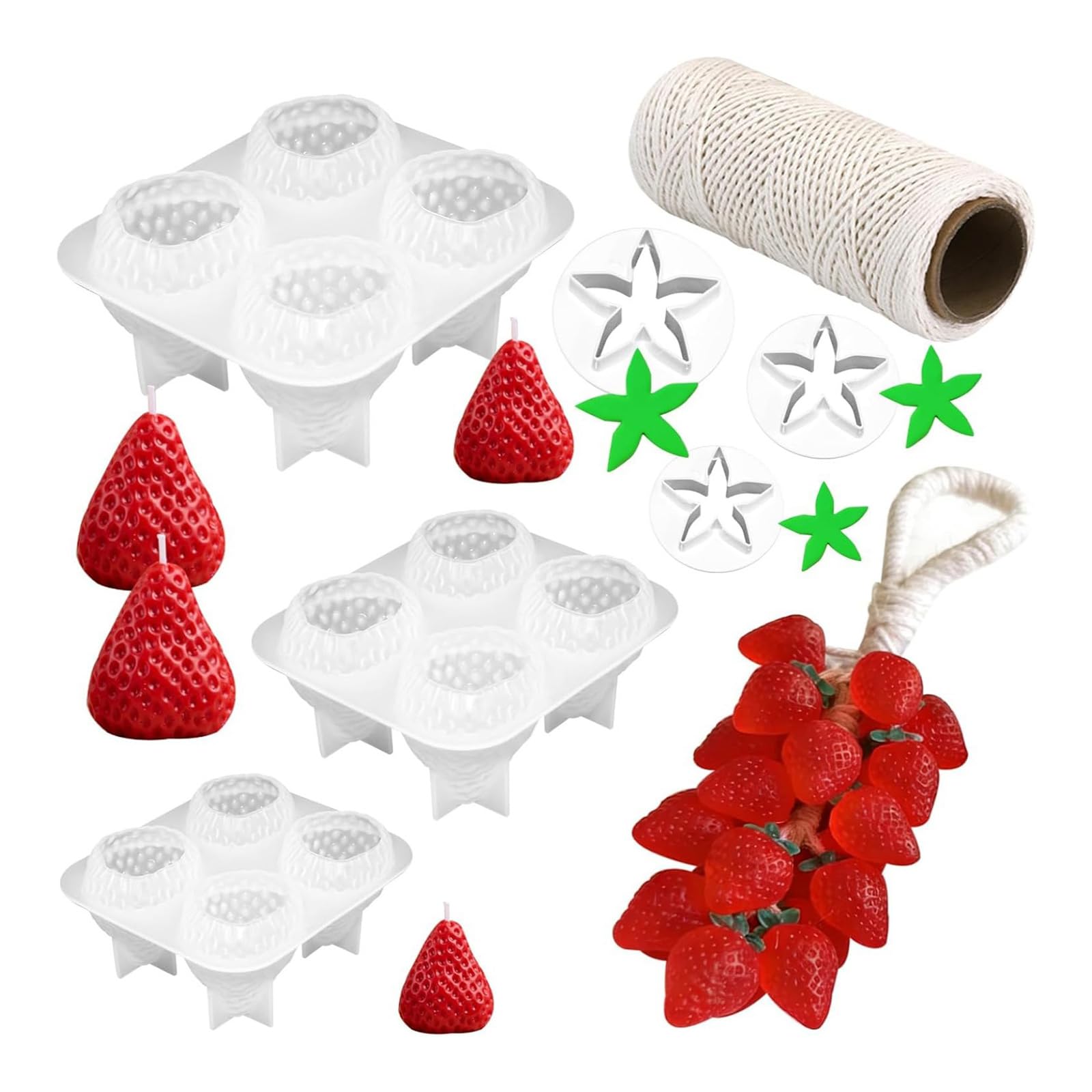 Nucelit Complete Strawberry Shaped Soap Mold Collection with 3D Designs and Making Tools for Craft Enthusiasts Making Supplies