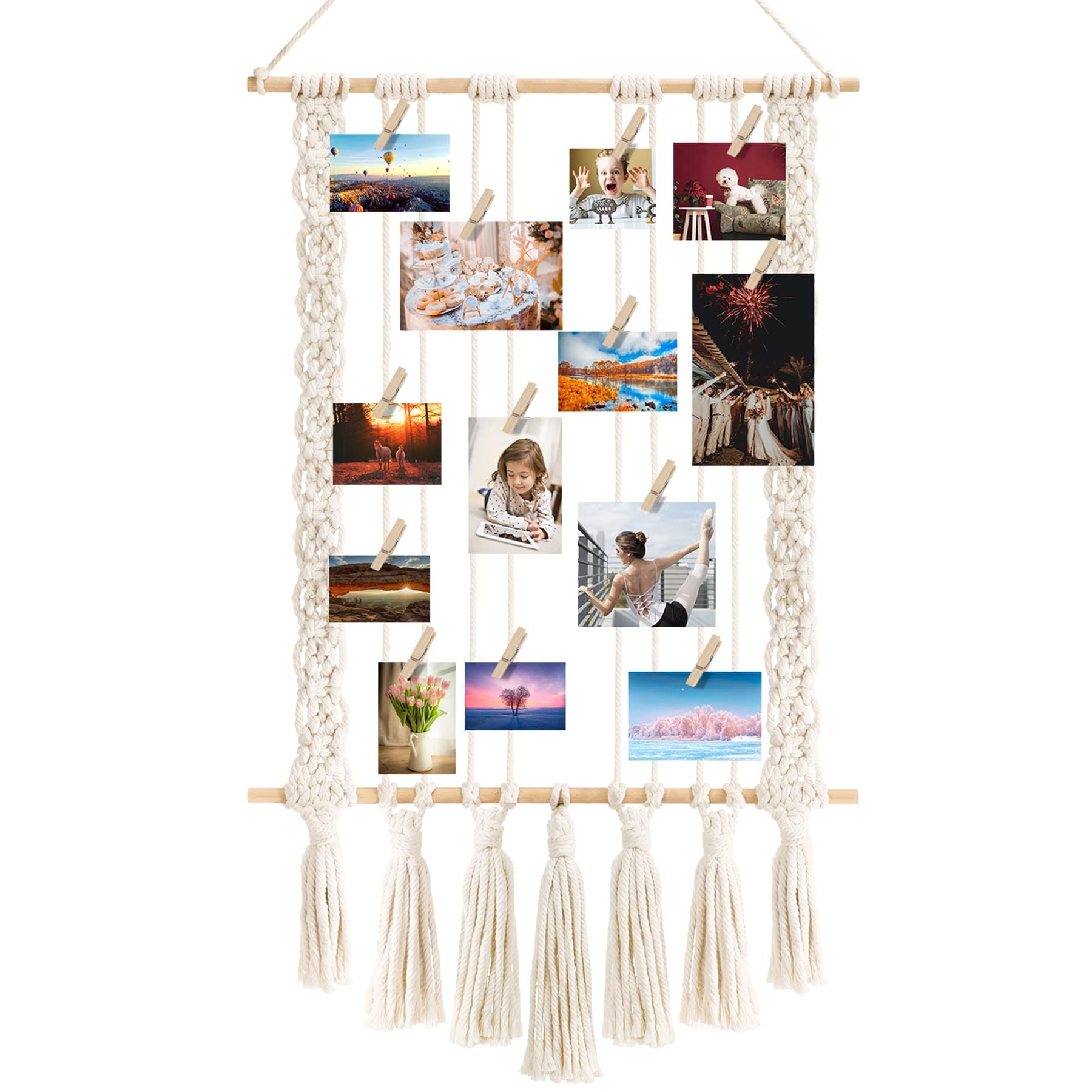 Sponsored Ad – Excefore Hanging Photo Display Wall Decor,Macrame Wall Hanging Bedroom Decor,Home Office Decor Wall Art Teen Girl Room Decor,with 30 Wood Clips, Gift for Birthday Holiday Party