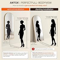 Vista 8 de Espejo de longitud completa, de 59 x 19 pulgadas, de suelo, arqueado, no empotrado, con soporte, colgante, montado para dormitorio, sala de estar