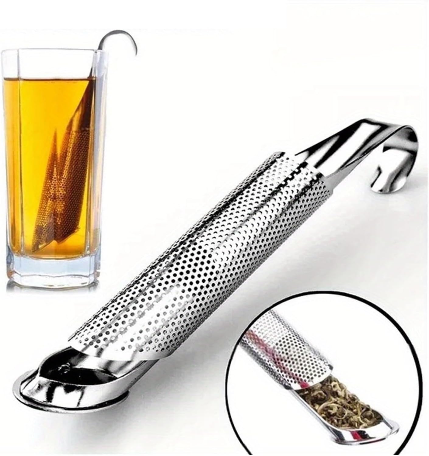 1Pcs Stainless Steel Tea Infuser Pipe Shape Metal Strainer Hanging Filter For Mug Teapot