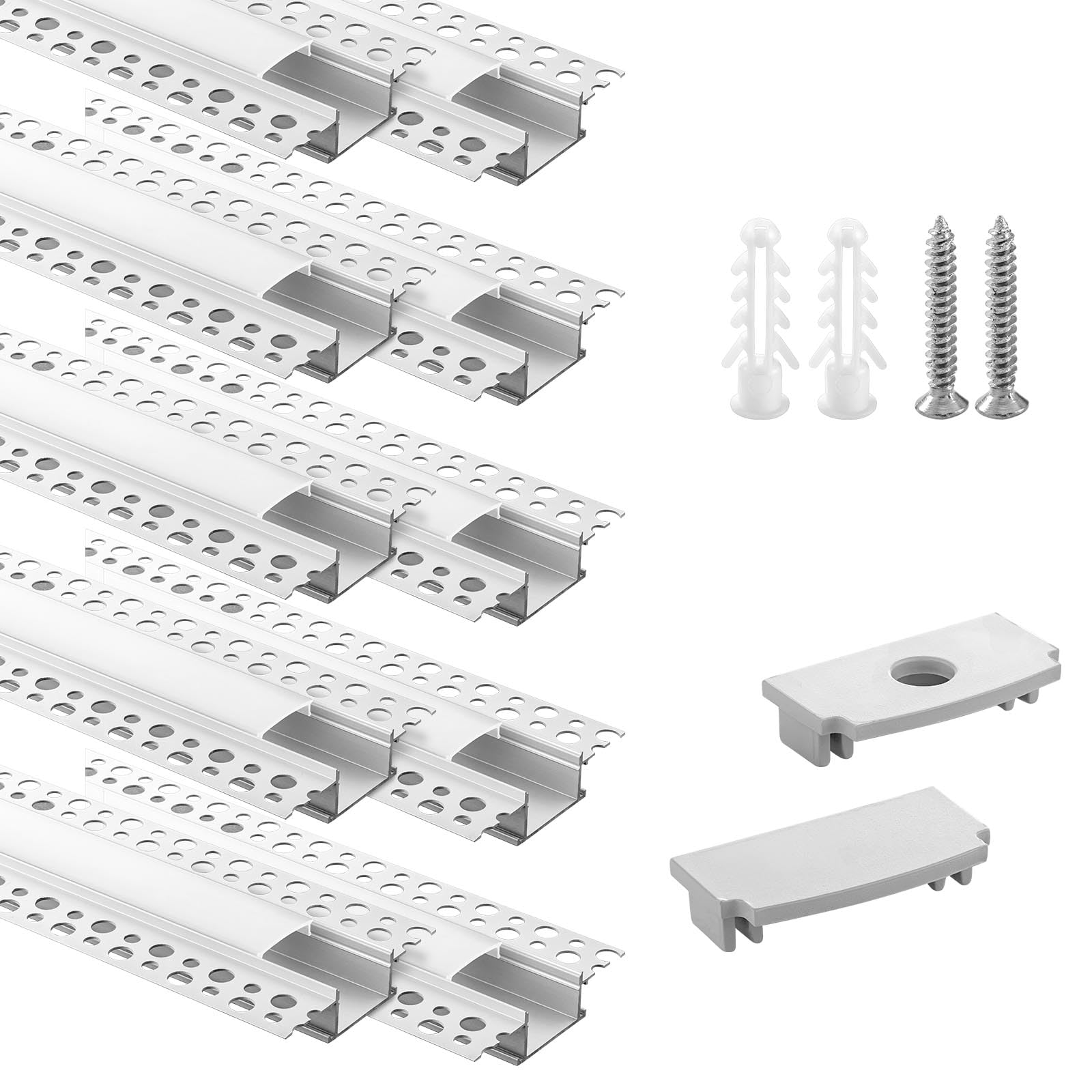 Efishine 10-PACK 1M Aluminiumprofil für Lichtstreifen, Trockenbauprofil für Wände und Decken, inkl. Clip-in Diffusor, kompatibel mit Philips Hue und breiteren Streifen