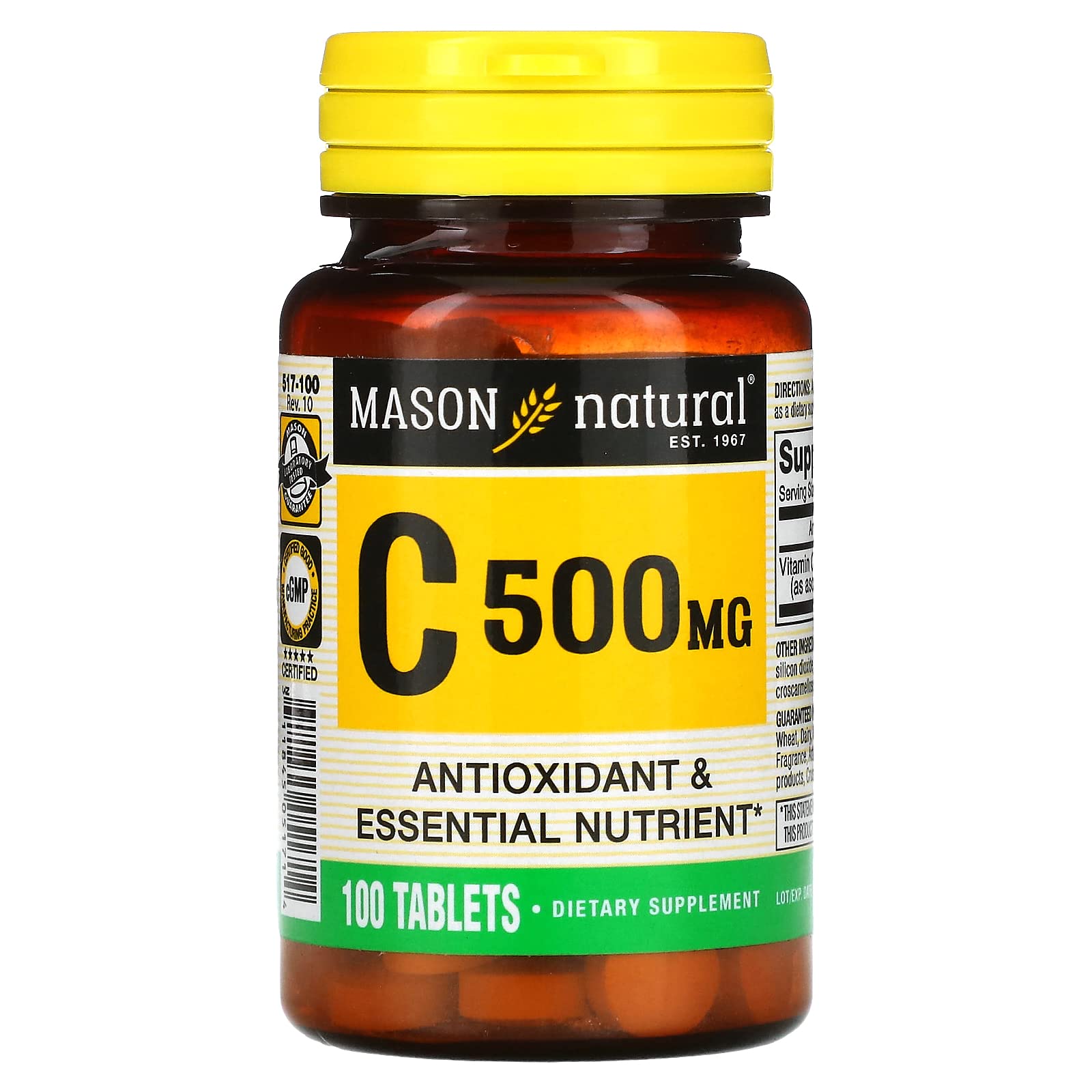 Mason Natural Vitamin C, 500mg, 100 Tablets