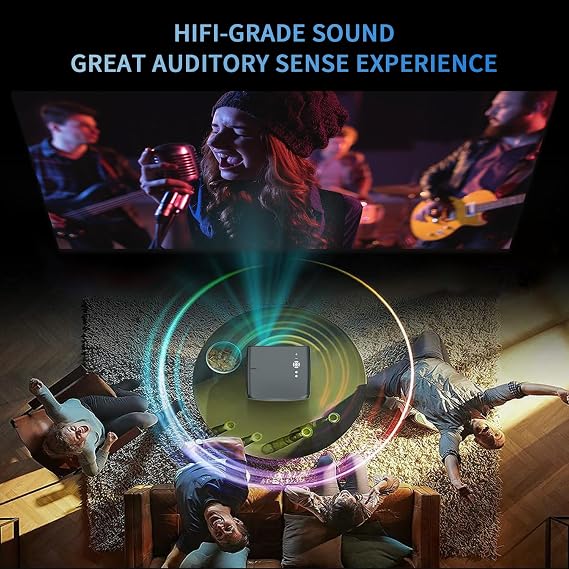 LED 4K Video Gaming Projector with 2 HDMI 2 USB, Smart Movie Theater Proyector with Apps, Auto Focus, WiFi, Bluetooth, Support Ceiling Mount/ Digital Zoom/ Auto Keystone, 1600ANSI, ARC, HDR, Audio Out