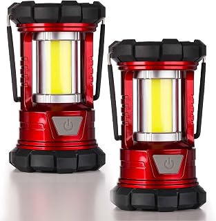 Camping Lantern, LED Rechargeable 1500LM Camping Lights with Phone Charger Compact Torch, TsukiTac Portable Waterproof Hurricane Lanterns for Emergency, Outdoor, Power Outage (2 Pack)