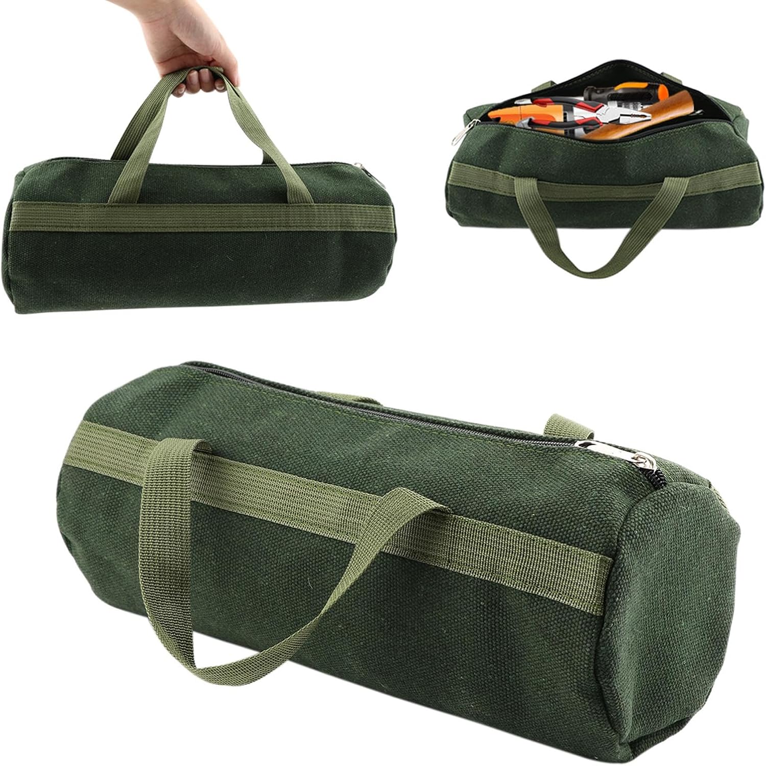 Tool Bag, Multi-Purpose Canvas Grill Tools Organizer, Heavy Duty Storage Handbag Tote Bag with Sturdy Bottom, Wide Mouth Tool Bags for Electricians, Carpenter(COLOR:Round, 45 x 20cm)