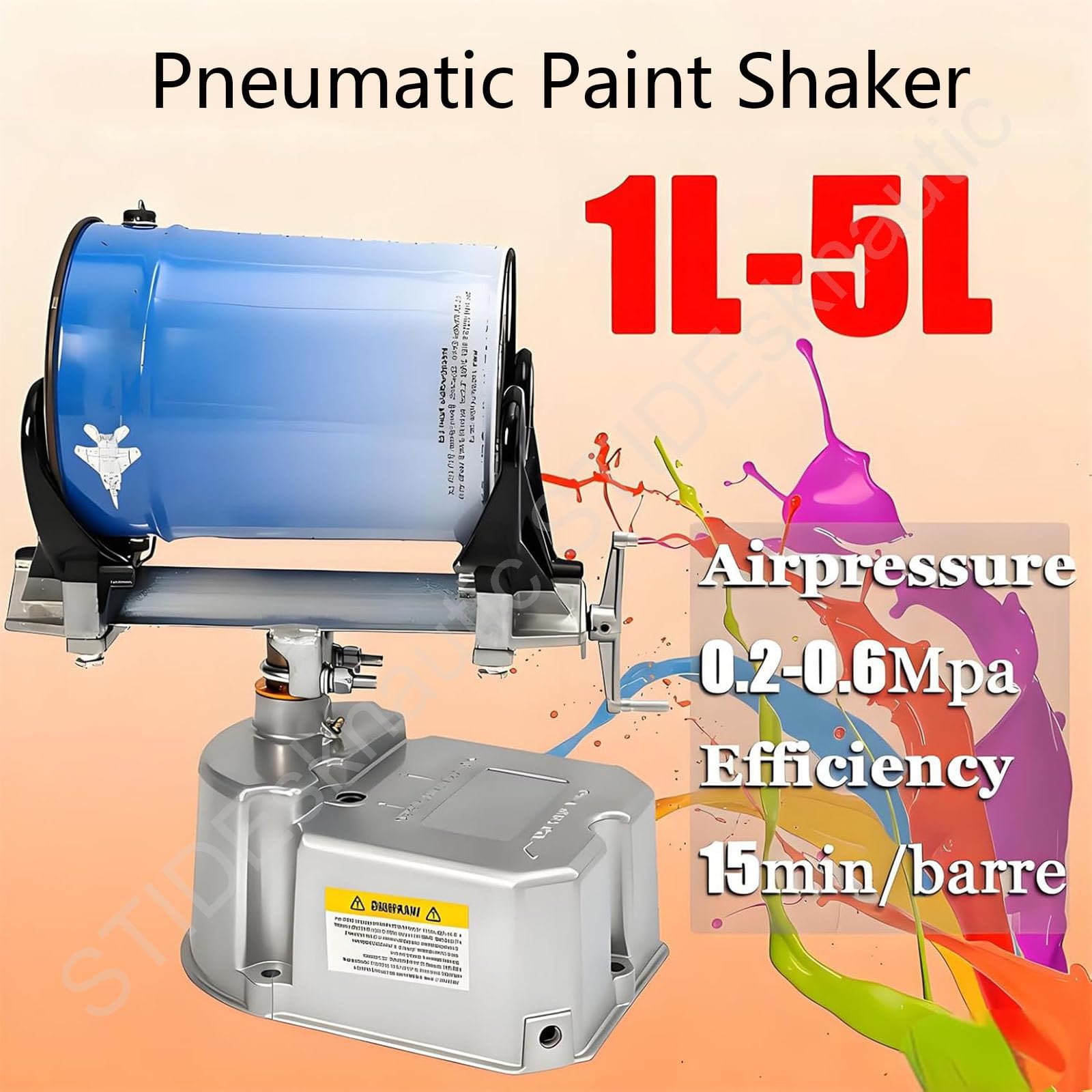 Mezclador neumático de Pintura de 1-5 L,Frecuencia de oscilación: 0-500 Veces/min,15 min/cubeta,Presión: 0,2-0,6 MPa,para Mezclar Pinturas y recubrimientos