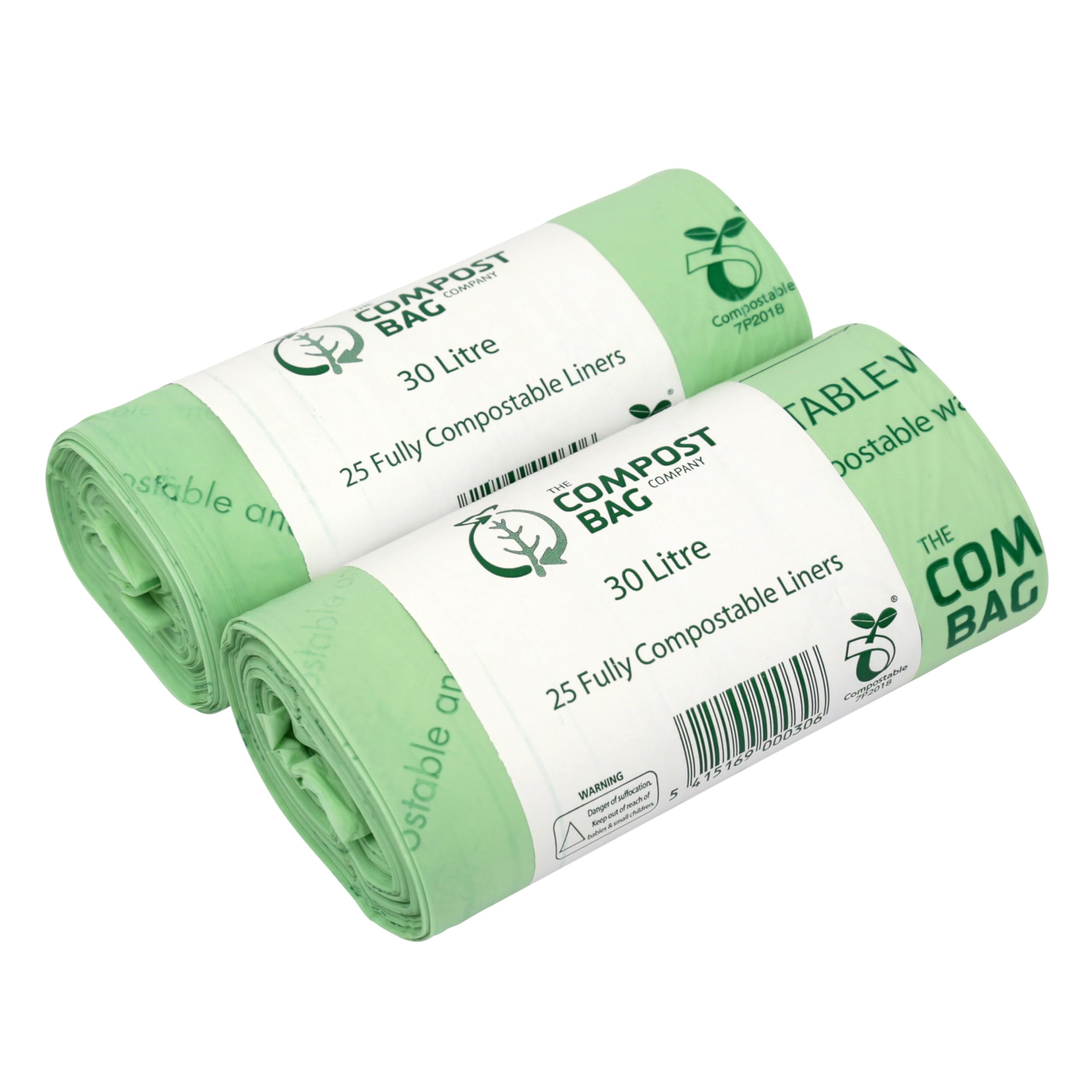 30 Litre x 50 Compostable Caddy Bags - Compost Bag Kitchen Food Waste Compost Liners 30L - EN 13432 - Compost Bag Pedal/Kerbside Bin Bags with Composting Guide