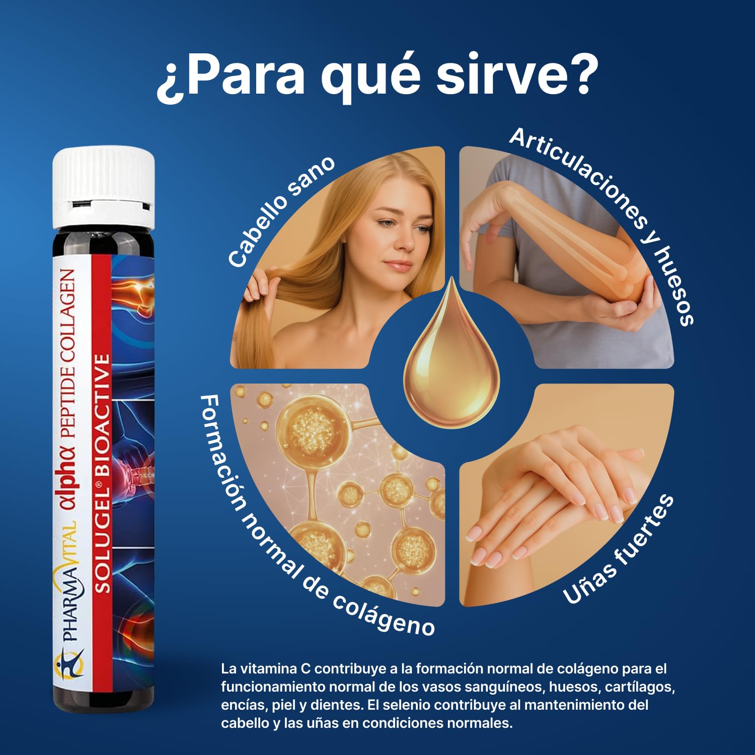 Alpha Peptide Collagen – 50 viales bebibles con 10.000 mg colágeno hidrolizado SOLUGEL®, vitamina C, selenio y escaramujo – para huesos, articulaciones y piel