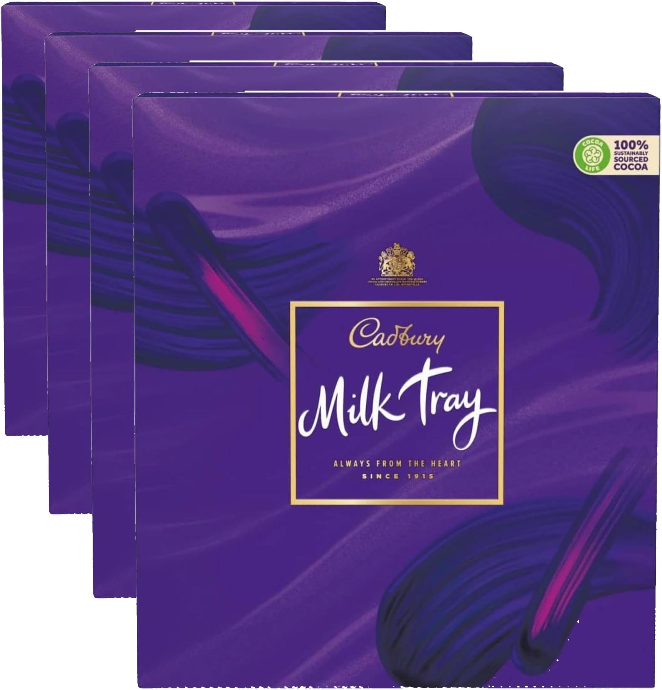 Cadbury Milk Tray Chocolate Box, Assorted Milk Chocolates Gift Set, 360g (Pack of 4)