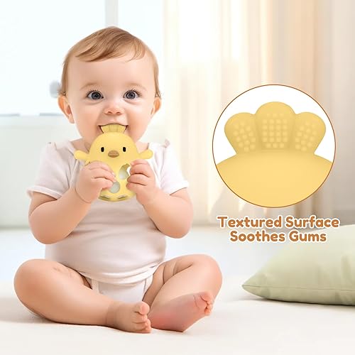 Miniatura 7 de MCGMITT Juguetes de dentición para bebés de 3 a 6 meses, juguete de silicona fácil de agarrar para bebés de 0 a 12 meses, juguetes sensoriales