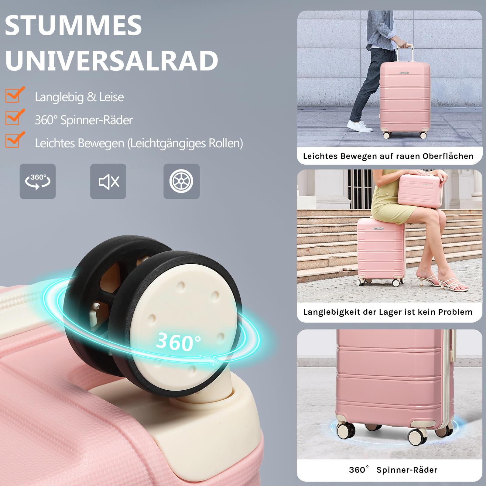Joyway Set de Valises, 3 Pcs Ensemble de Valise Trolley Voyage, Ultra-légères Bagages de Cabine 20", avec Roues Multi-angles Spinner et Serrure TSA, Inclus 1 Trousse de Toilette et 1 Sac Bandoulière