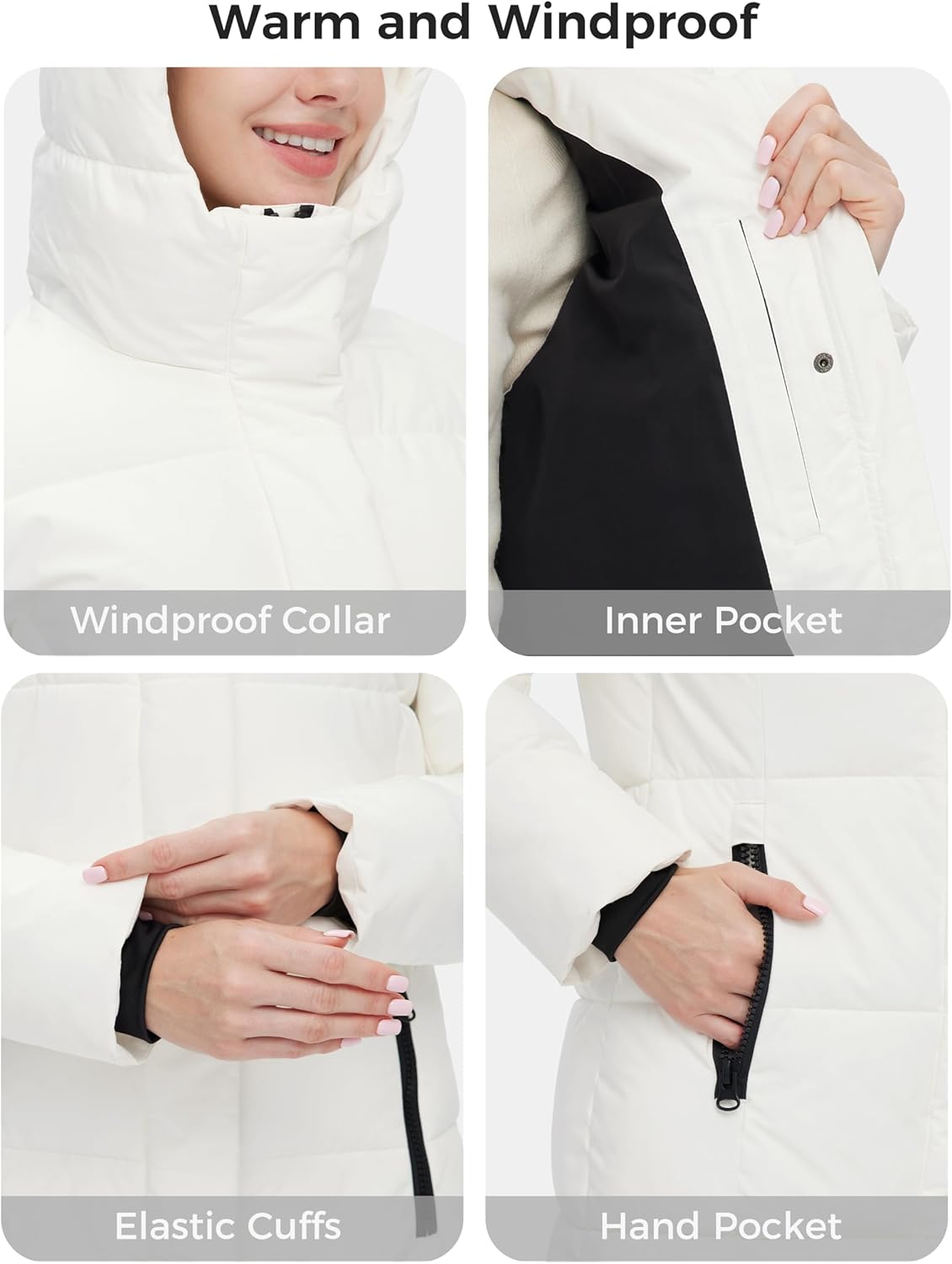 Skieer Women's Winter Coat Warm Padded Long Puffer Jacket Waterproof Hooded Snow Coat - Image 5
