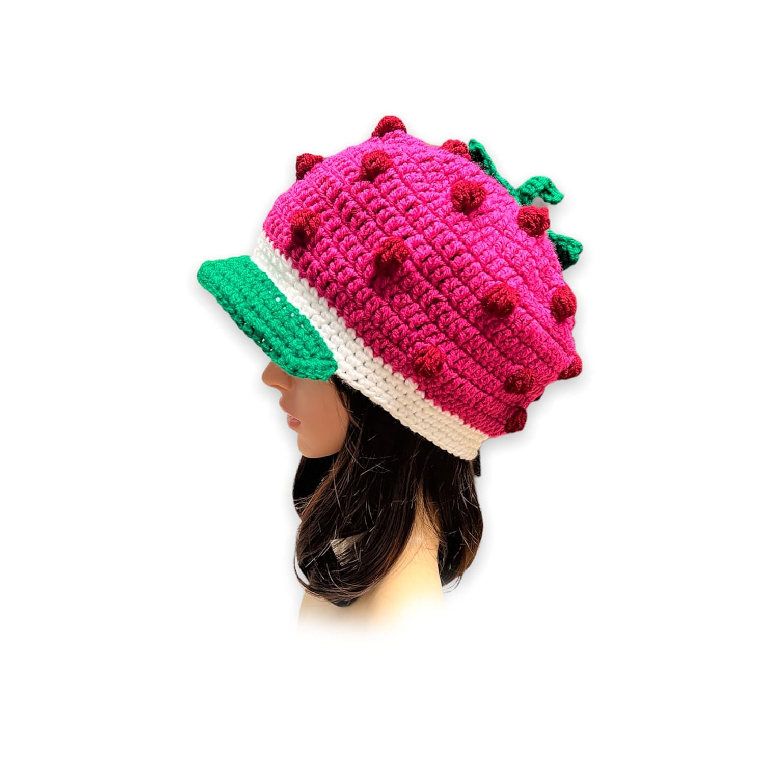 Crochet Strawberry Shortcake Newsboy Cap for Adult. Hat