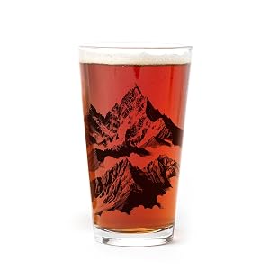 Black Lantern Mountain Peaks Pint Glass 16oz Beer Glass for Nature Craft Brew Lovers Premium Outdoor-Themed Drinkware