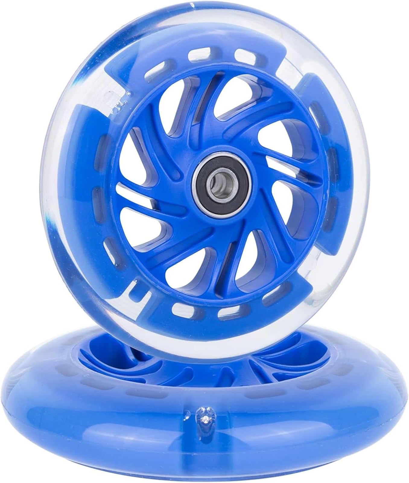 THE WHITE SHOP 2PCS Light Up Scooter Wheels Flash Flashing Wheel Kick Scooters Rear Replacement Wheels for Kids Boys and Girls (Size : BLUE)