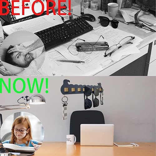 Miniatura 4 de Organizador de lentes de sol, de cuero de madera, soporte para gafas de sol, para pared, pantalla creativa de almacenamiento de gafas, múltiples