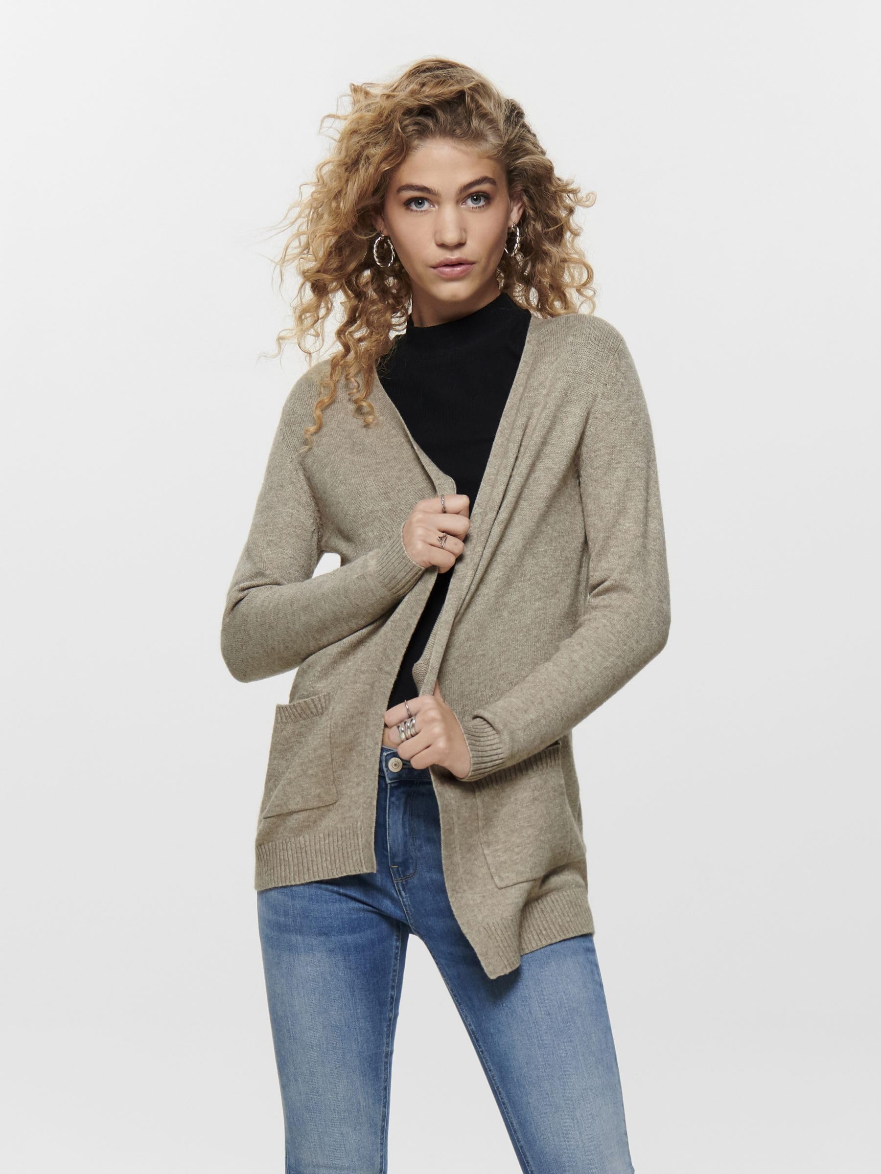 ONLY Onllesly L/S Open Cardigan Knt Noos Kardigan Kobiety, Beżowy, XS