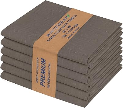 WHITEWRAP Flour Sack Towels 100% Cotton Dish Towel Reusable Baking Cloth for Bread Dough, Baguettes, Ciabatta, Machine Washable, Kitchen Towels for Cleaning Set of 6 28"x28" - Charcoal