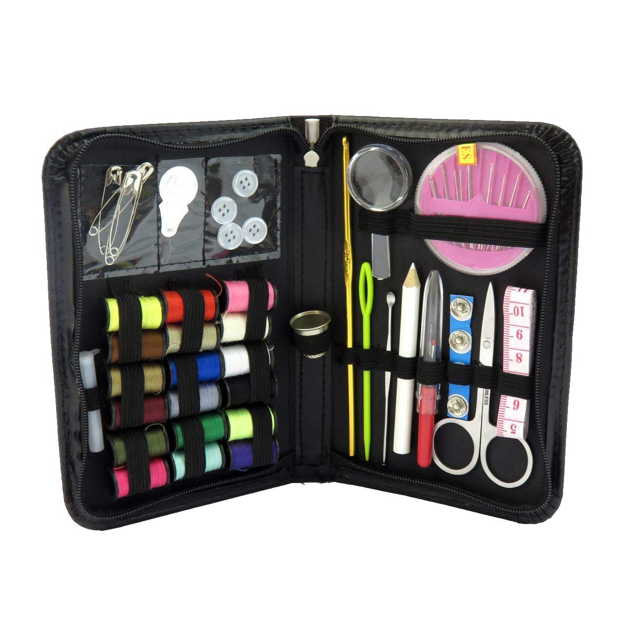 Basic Sewing Kit 64 pcs Portable Travel Sewing kit for Adult, Professional emergencey Sewing Supplies Includes Needle, Thread, Ripper, Buttons, Thimble for DIY/Emergency/Beginner