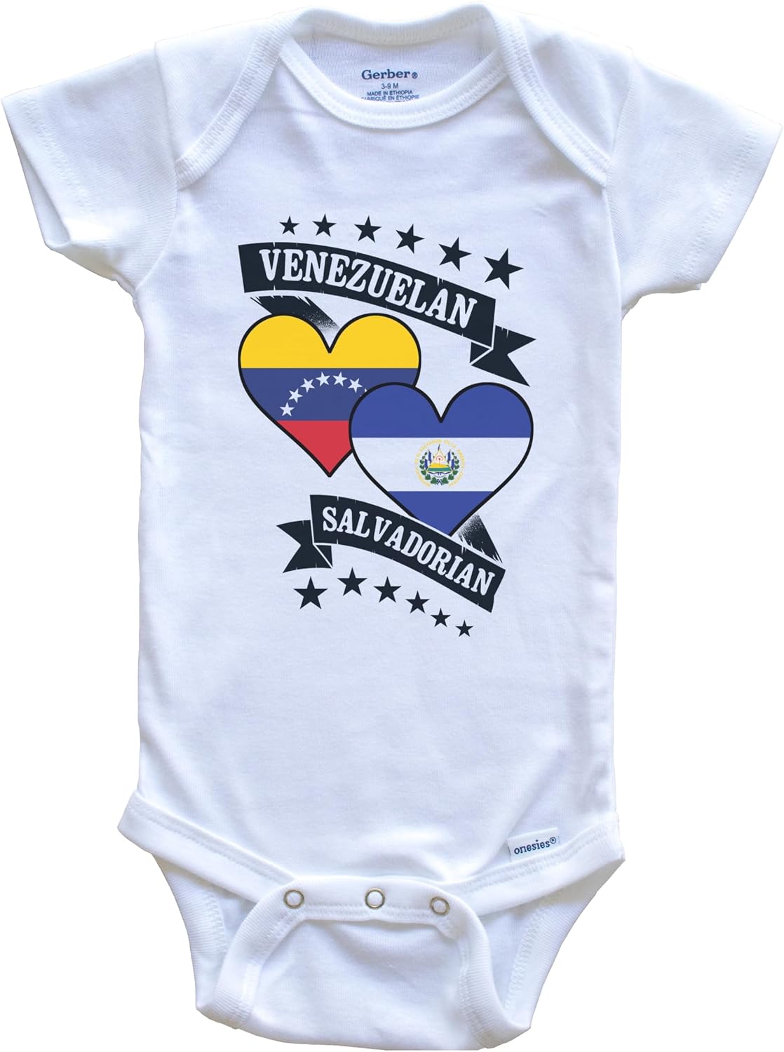 Really Awesome Shirts Venezuelan Salvadorian Heart Flags Venezuela El Salvador Baby Bodysuit