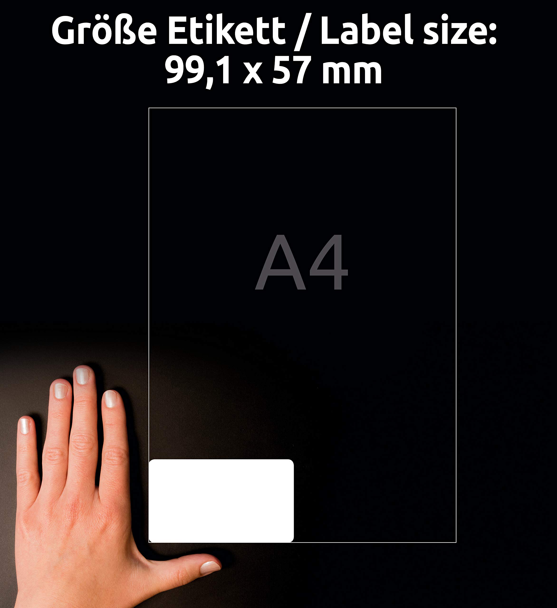 AVERY Zweckform L7173-100 Adressetiketten/Adressaufkleber (1.000 Etiketten mit ultragrip, 99,1x57mm auf A4, bedruckbar, selbstklebend, für DIN C4/C5 Briefkuverts, Papier matt) 100 Blatt, weiß
