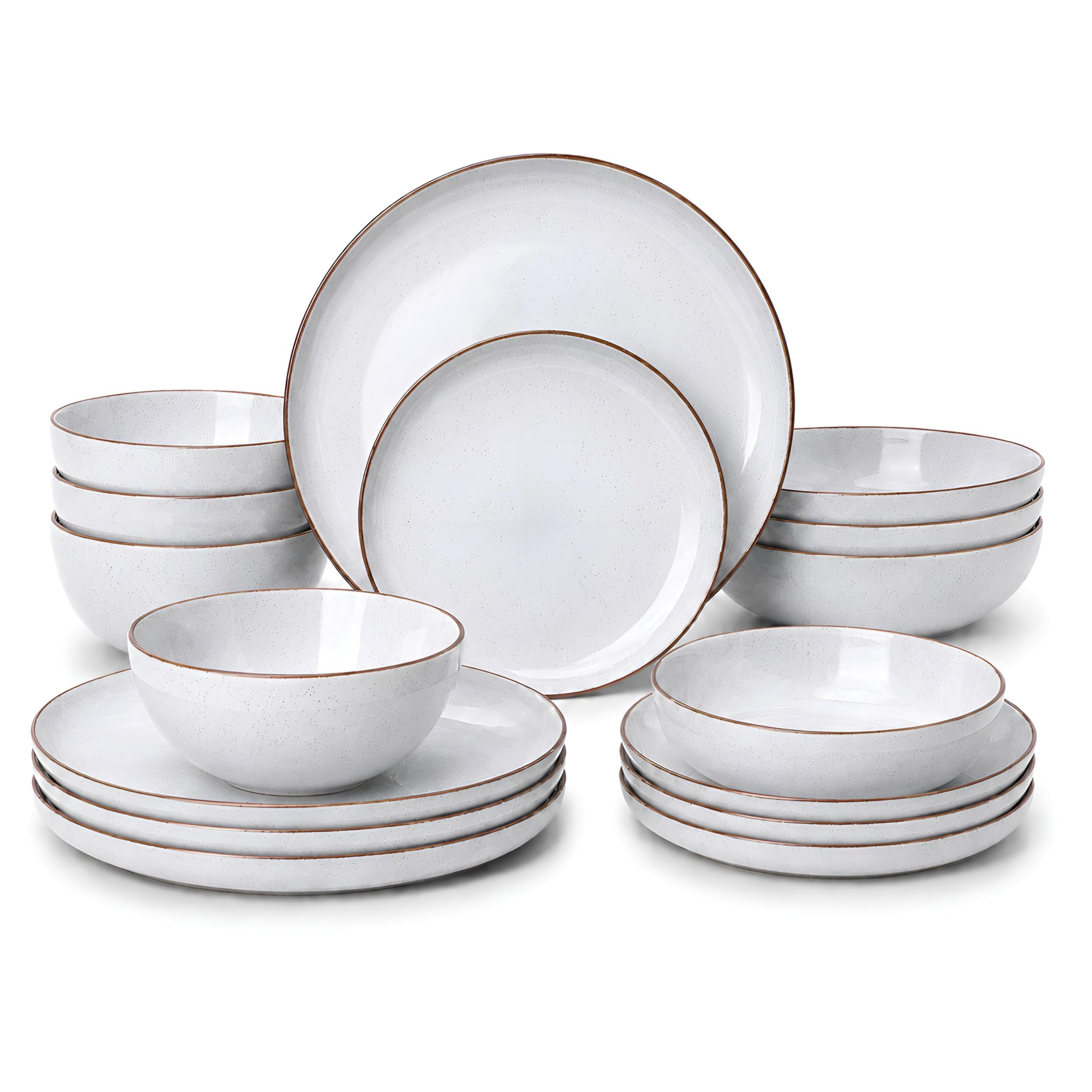 DIVCHI 16-Piece Dinner Set for 4 Ceramic Dinnerware Set (Light Gray)
