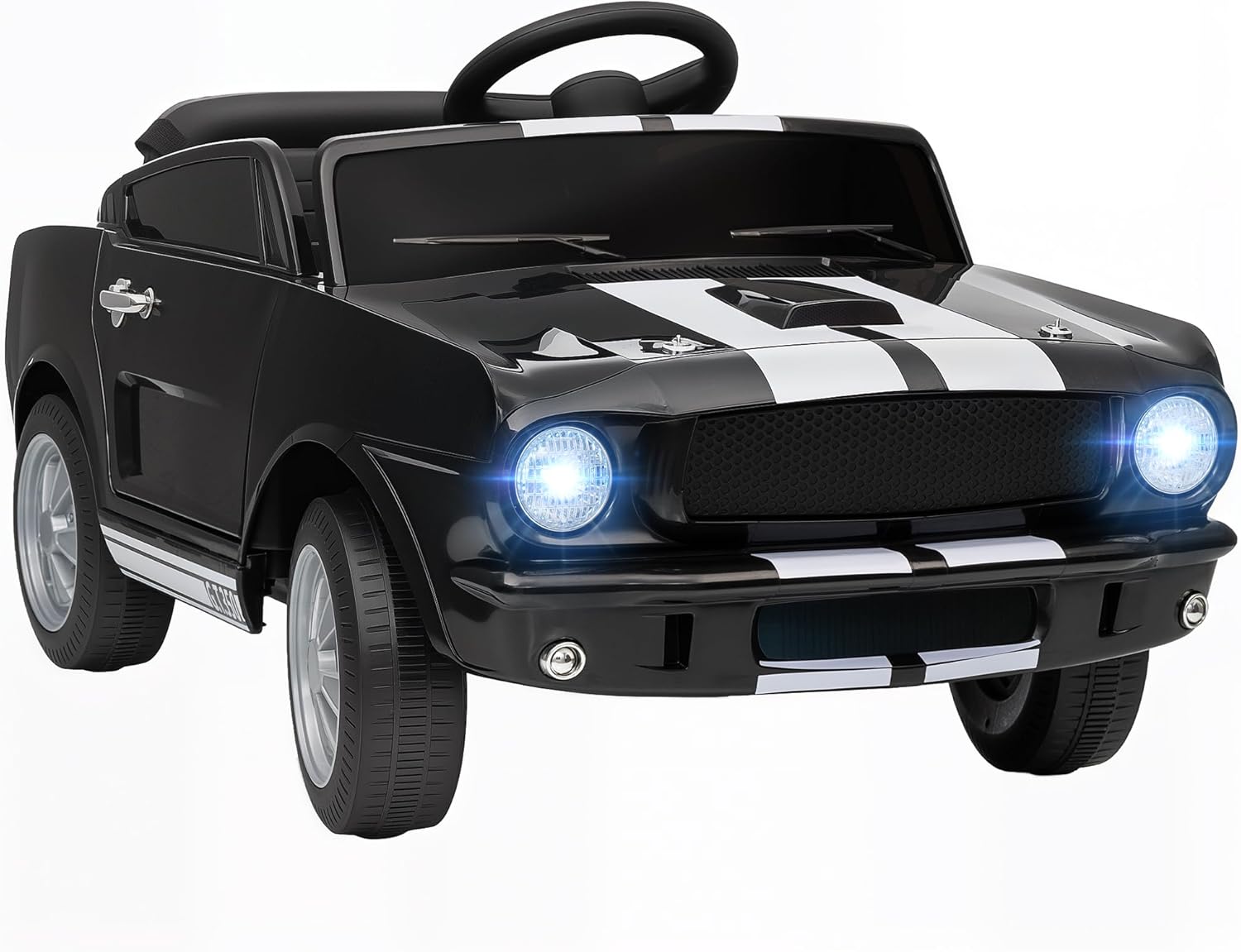 Qaba Licensed Ford Shelby GT 350 Kids Ride On Car, 12V Battery Powered Electric Car with Remote Control, Rear Suspension, Adjustable Speed, MP3, Smooth Start, LED Lights for Kids Ages 3-6, Black