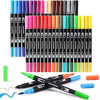 Upanic Brush Markers for Adults Coloring Books,36 Colors Art Markers Colored Pens for Bullet Journaling Note Taking Drawing Calligraphy Lettering,Dual Brush Markers Pens for School Supplies(36 Black)
