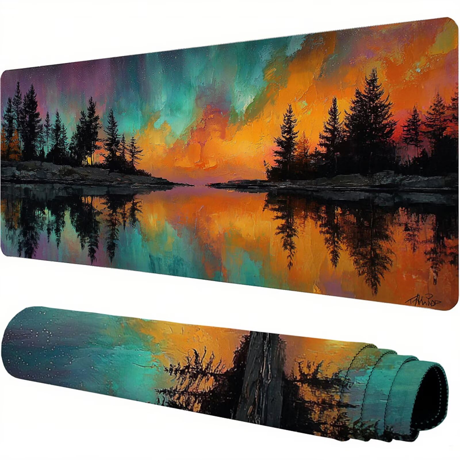 Kolorowa podkładka pod mysz XXL 1600 x 800 x 3 mm krajobraz pod ręką akcesoria biurowe antypoślizgowa gumowa podstawa i zszyte krawędzie podkładka pod mysz dla graczy do dekoracji biura dekoracyjnego