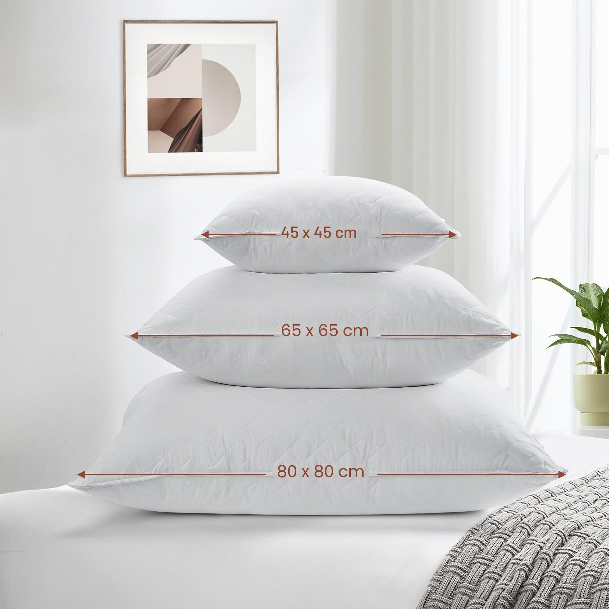 Deodar Cuscini in Piuma d'Oca 45X45 Set di 2, Imbottitura in 95% Piumino e 5% Piume d'Oca, Cuscini Decorativi per Letto Divano Hotel, 3 Camere Traspirante Lavabile, Certificato Öko-Tex e RDS