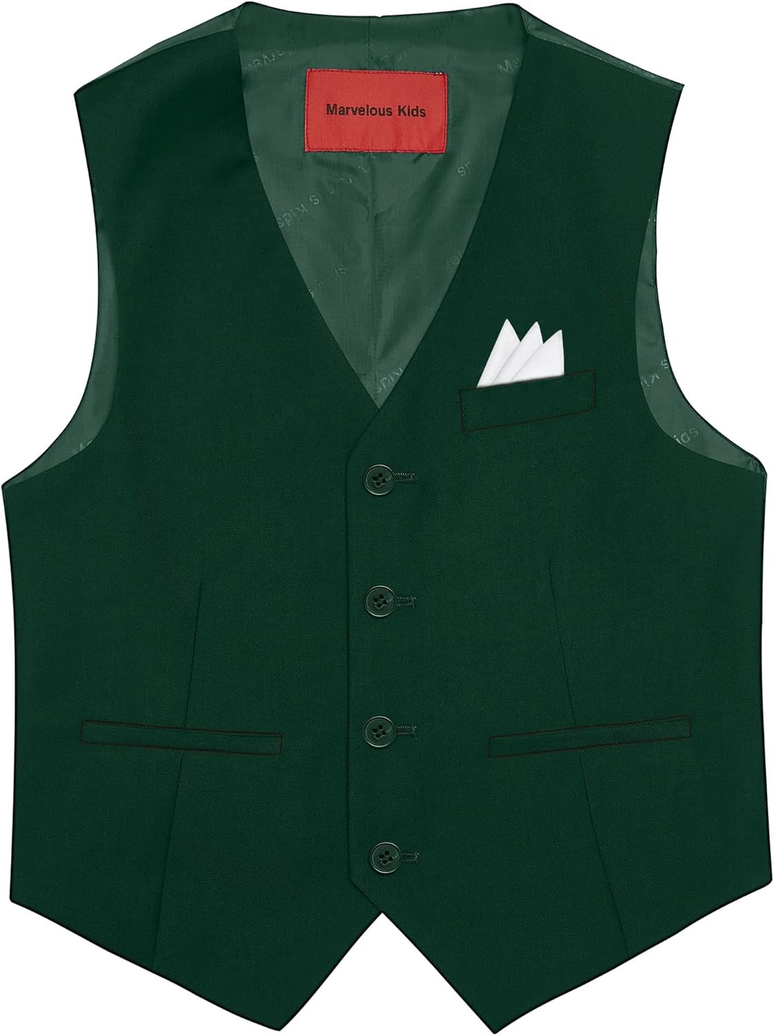 Boys' 6-Piece Formal Slim Fit Suit Set, Vest, Pants, Dress Shirt, Tie, Pocket Square, and Bow Tie