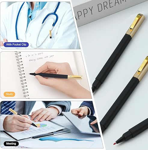 Miniatura 4 de Paquete de 12 bolígrafos de gel de 0.5 mm, bolígrafos de punta fina y escritura suave para colorear y hacer diarios, bolígrafos de gel negros y